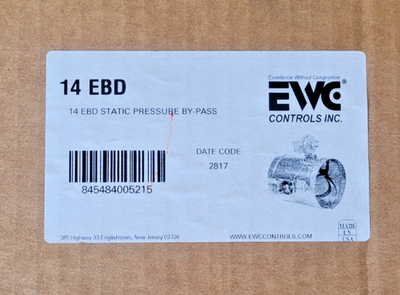 #ad 14quot; EBD Pressure Regulating Bypass Damper EWC EBD 14 EBD14 New Open Box $329.00