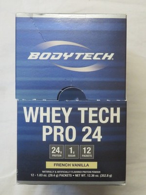 12-Count Box of Bodytech Whey Tech Pro 24 French Vanilla Flavor 12.36 Oz