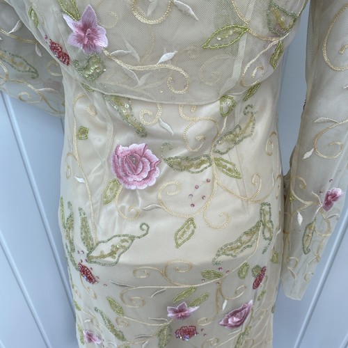 Libra Pale Gold Embellished Dress & Matching Bolero Mother Of The Bride Size 10 - Picture 16 of 24