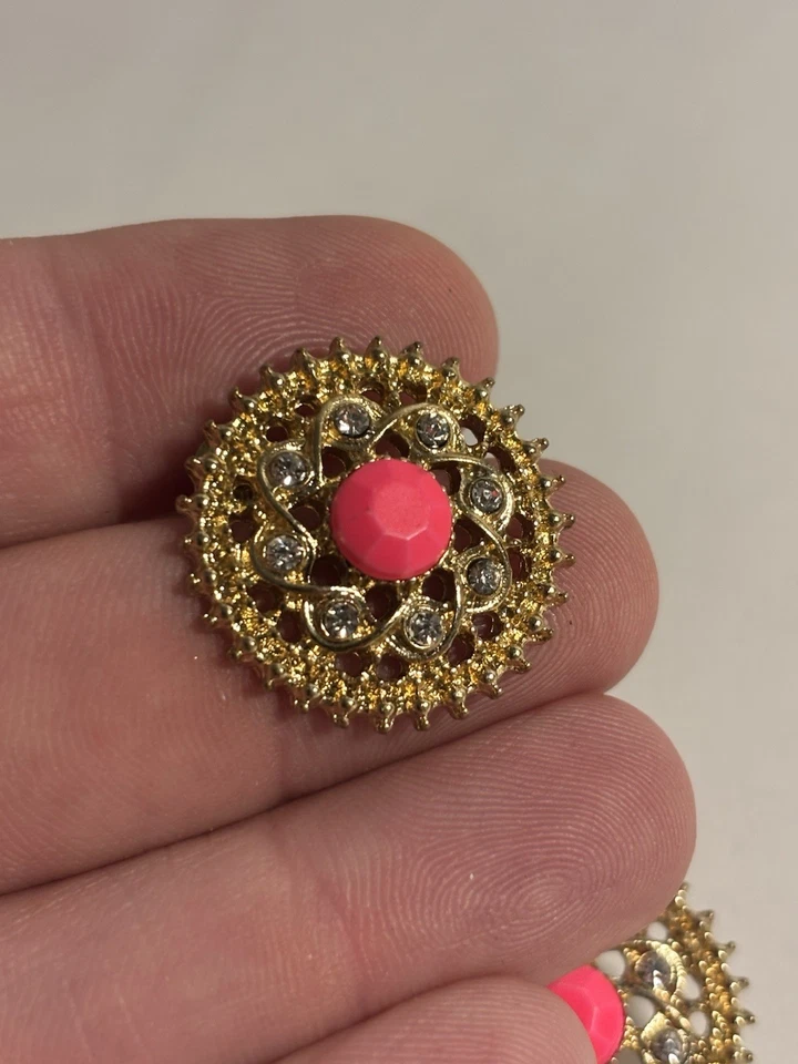 Винтажные золотистые круглые серьги NADRI в стиле болли из дерева редкие оригинальные - Изображение 2 из 4