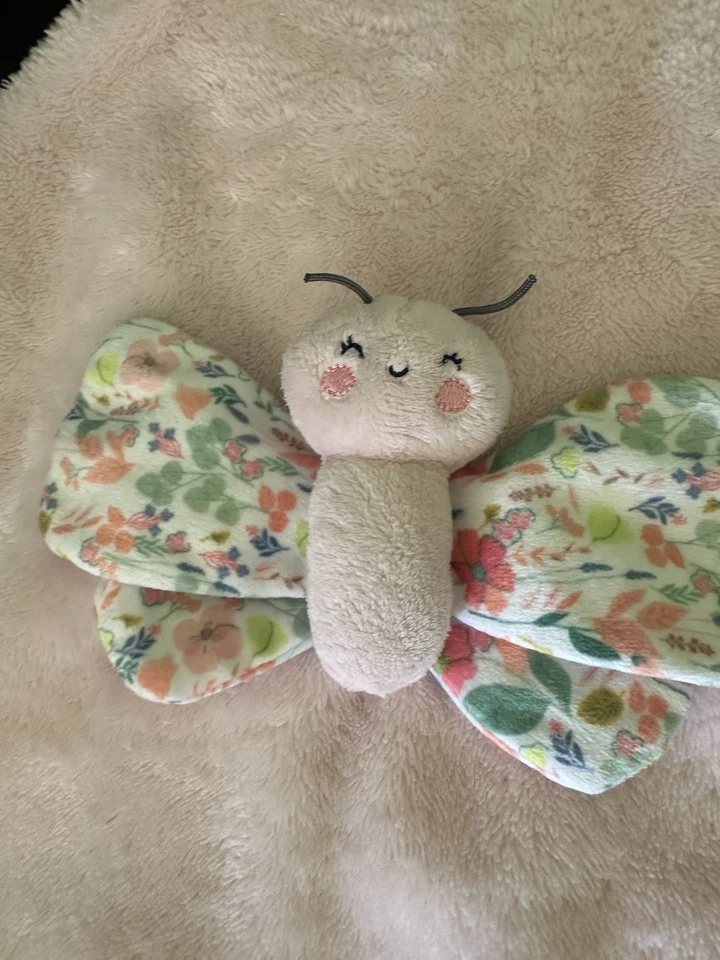 Cobertor de segurança Carters rosa borboleta floral asas amorosas pelúcia 12"" - Imagem 2 de 4