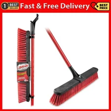 Libman Heavy Duty Red & Black Push Broom 24 in. Multi-Surface Steel Handle