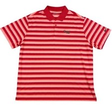 Nike Golf Polo Shirt Mens XL Red White Striped Performance Dri-Fit Logo