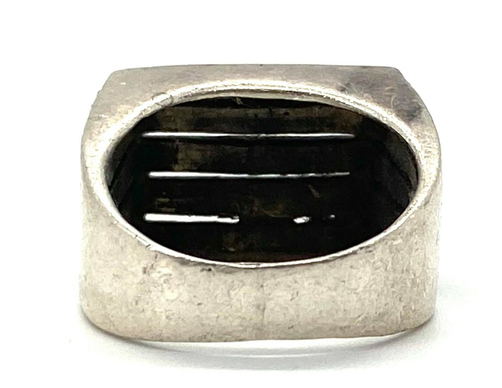 Mens Sterling Silver Statement Ring Unpolished Si… - image 3