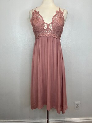 Free People One Della Mauve Pink Lace Top Slip Dress size Extra Small | eBay