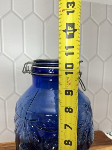 VINTAGE COBALT BLUE GLASS 10.5" APOTHECARY JAR W/ LID Italy - Picture 7 of 16