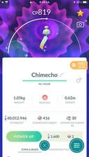 Pokemon Shiny Chimecho - TRA'DE 1 mill Dust GO - Read Description