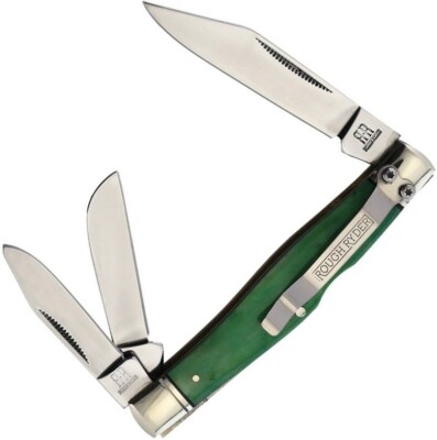 Rough Ryder Stockman Pocket Knife 440 Steel Clip/Small/Sheepsfoot Blades Bone
