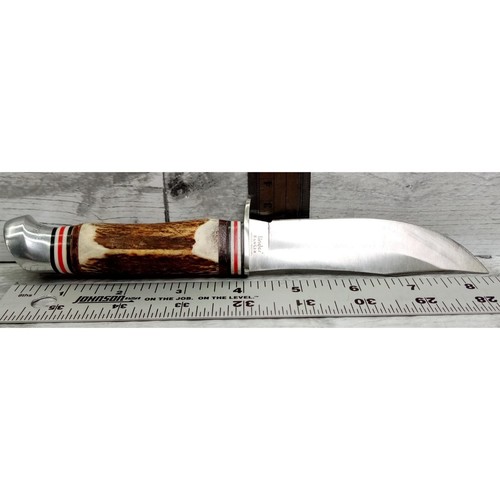 RARE VINTAGE Linder Ranger Clip Point Hunter Stag 440111 Knife w/ Leather Sheath - Picture 2 of 11