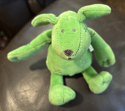 Ultra seltenes Happy Horse 2004 grüner Zick-Zack-Hund weiches Plüschtier ~7 Zoll