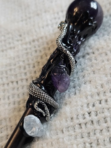 Handcrafted Amethyst Crystal Magic Wand Cosplay Natural Handmade Stone Scepter - Picture 2 of 9