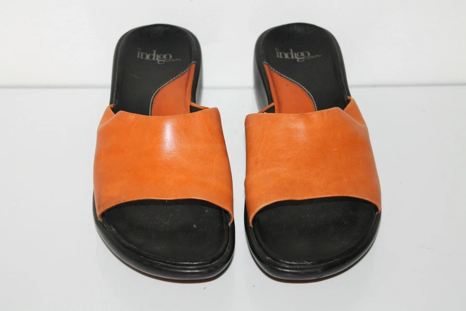 Сандалии-шлепанцы Indigo, #34329, оранжевые, кожаные, женские размер США 7 - Изображение 2 из 4