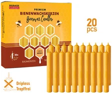 BRUBAKER 100% Beeswax Tree Candles - Pack of 20 - Honey Colored - 3.74"