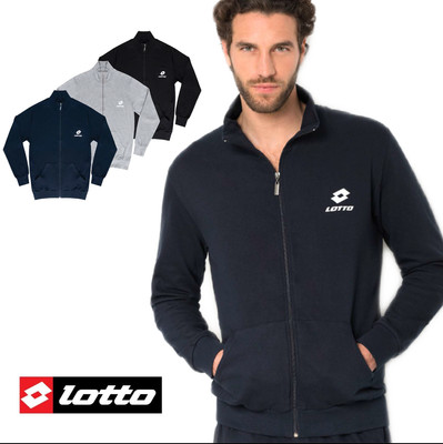 FELPA UOMO CON ZIP LOTTO FELPATA GIACCA SPORTIVA CON ZIP SENZA CAPPUCCIO  TASCHE | eBay