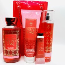 Bath  Body Works STRAWBERRY POUND CAKE Fragrance Mist Cream Shower Gel Gift Bag