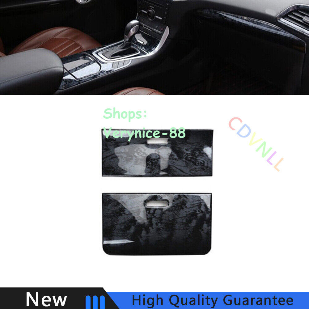 For Ford Edge 2015-2018 Black Wood Grain Middle Console Storage Box Cover Trim