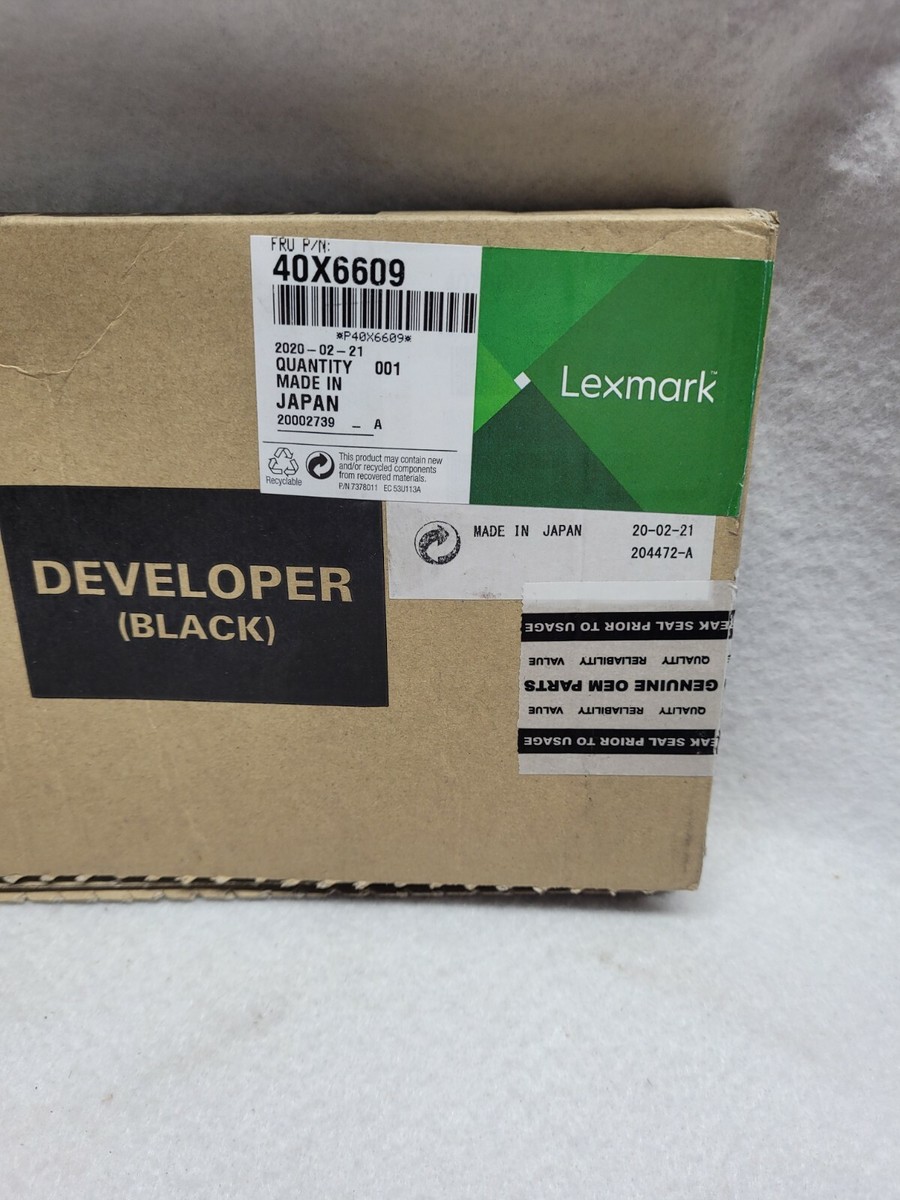 New Opened Genuine OEM Lexmark 40X6609 Black Developer Free