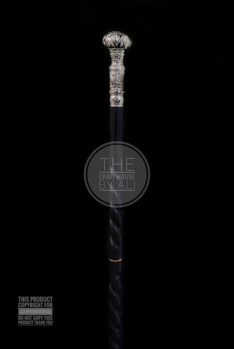 Designer Solid Silver Brass Head Handle Victorian… - image 3