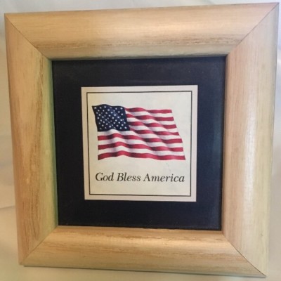 Flag God Bless America Patriotic 4'' Framed Picture Artist Kathy Seek NEW 4232