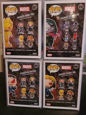 Venomized Fantastic 4 Funko Pop Set With Pop Protectors. | eBay