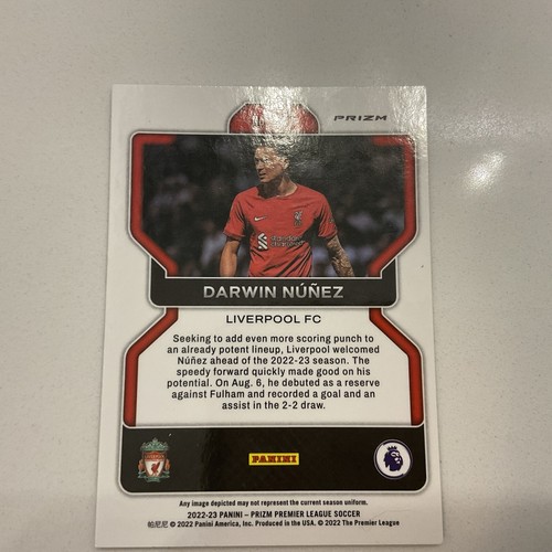 2022-23 Panini Prizm Premier League Silver Prizm Darwin Nunez #187 LIVERPOOL - Picture 2 of 2