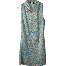 Helium Authentique Women's Vintage Floral Sleeveless Collared Dress 1/4 Zipper L