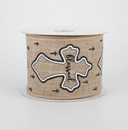 Cruces de cinta con cable religiosas de lona Blessed Grateful Agradece Agradecido Cruz de 2,5" por Yd - Imagen 2 de 2