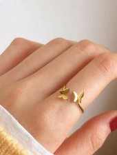 Beautiful Open Butterfly Anniversary Gift Ring For Women In Real 10K Yellow Gold
