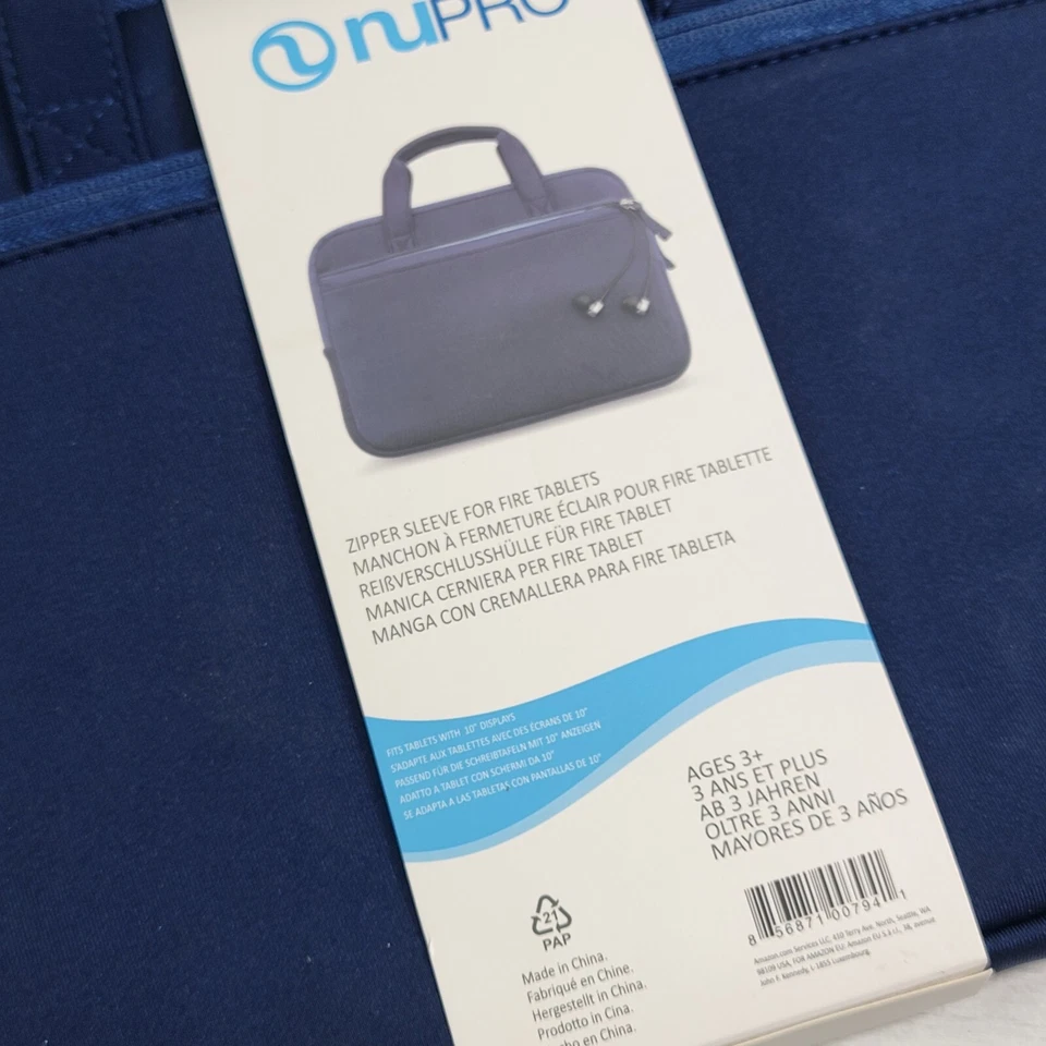 NuPro Blue Zipper Neoprene Sleeve For Fire Tablet 7-8" Padded Carrying Case New! - Image 2 of 4