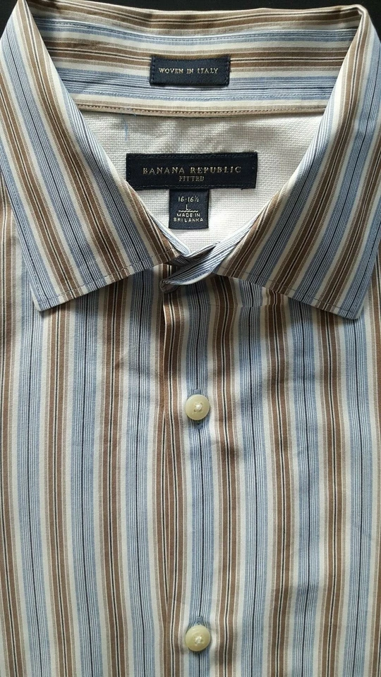 BANANA REPUBLIC Men Italy Woven Modern Fitted Long Sleeve Cotton Shirt - Large - Image 2 of 3