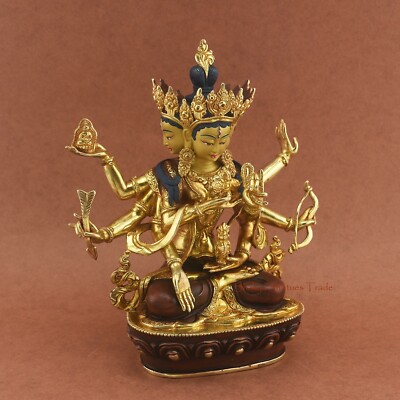 Gold Face Painted Hand Carved Namgyal Buddha Gold Gilded Copper