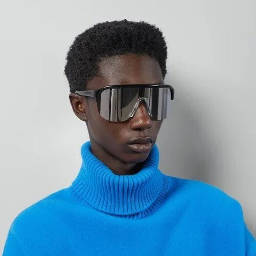 NEW GUCCI GG1645S 003 UNISEX SHIELD BLACK SILVER SUNGLASSES GUCCI