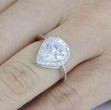 2.5CT Pear 925 Sterling Silver CZ Engagement Ring Wedding Band Size 3-14 SR4139