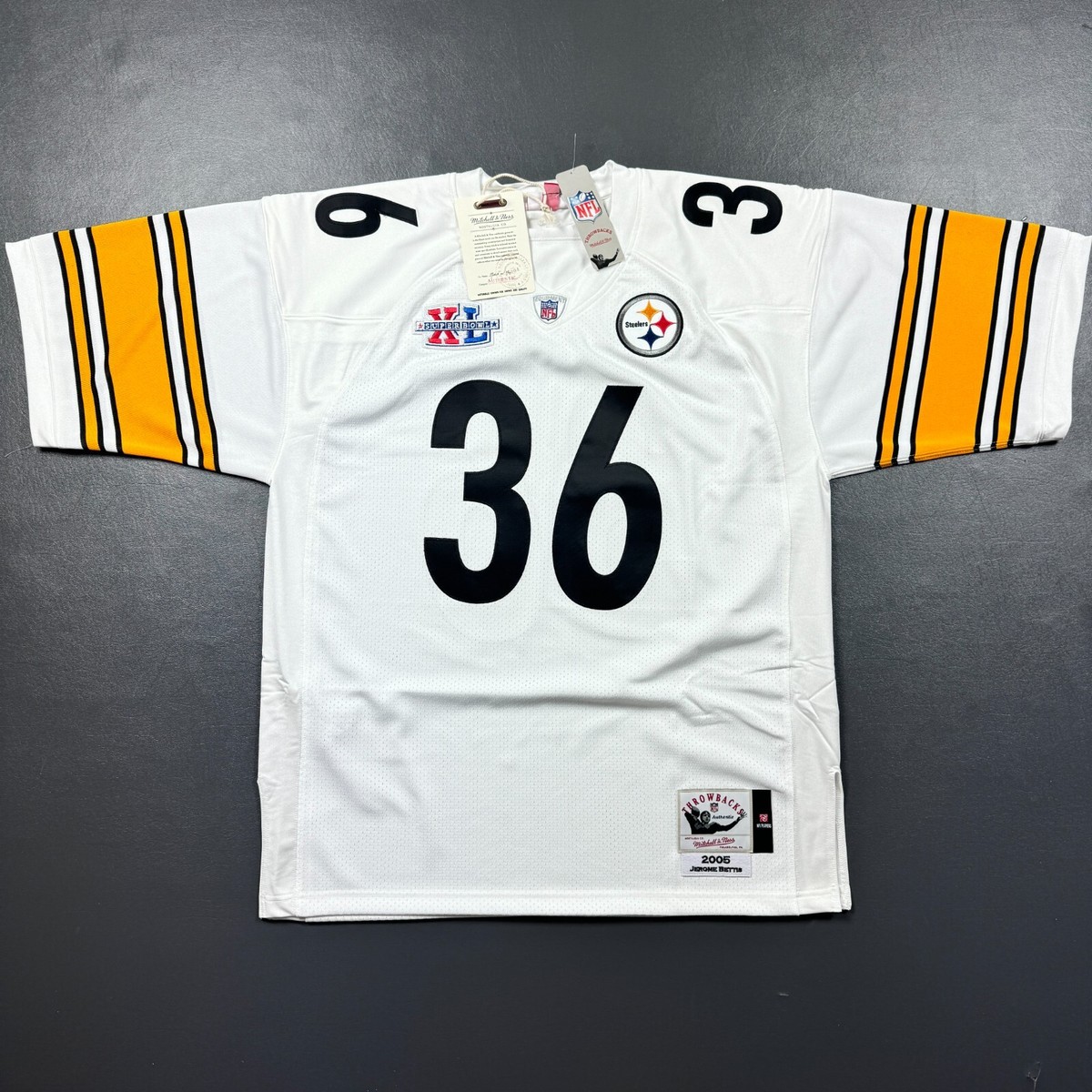 100% Authentic Jerome Bettis Mitchell Ness 2005 Super Bowl Steelers Jersey  40 M
