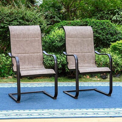Patio Dining Chairs Set of 2 Outdoor C Spring Motion Chairs High Back.