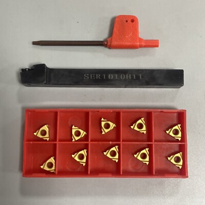 10mm SER1010H11 External thread turning tool holder +10* 11ER A60 Carbide insert