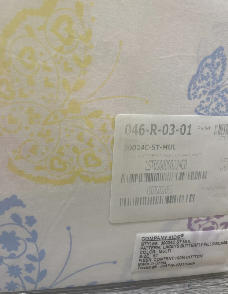 "Funda de almohada estándar Laceys mariposa pastel multicolor 100 % algodón 20"" X 26""" Foto 3 de 4