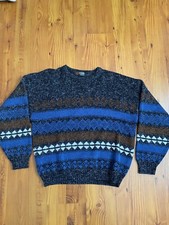 Vintage 90s Scandia Sweater Men’s Size XL Black Fall Autumn Knit USA Made