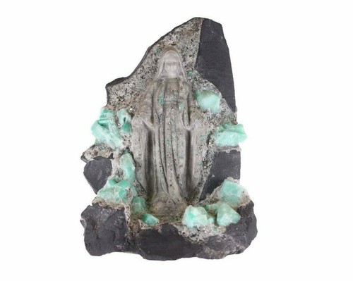 Carefully Hand Carved Beautiful Virgin Mary Colombian Emerald Large Sculpture  - Picture 1 of 10