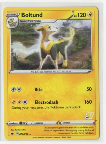 Pokemon Battle Academy - Boltund 076/202 Pikachu Stamp #16