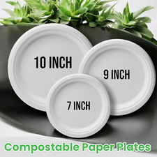 Heavy duty Paper Plates Rigid Biodegradable Bagasse Disposable 7" 9" 10" Plate
