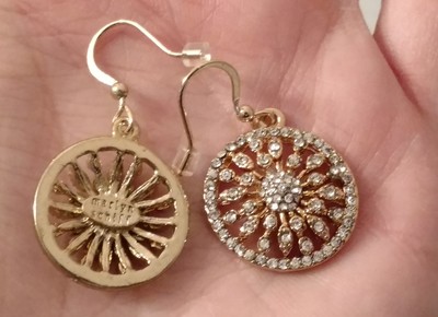 NEW MARLYN SCHIFF Gold Pave Crystal Burst Drop Earrings Designer Jewelry Signed 
