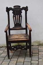 Spätbarocker schmaler Armlehnstuhl, Herrenstuhl massiv shabby chic