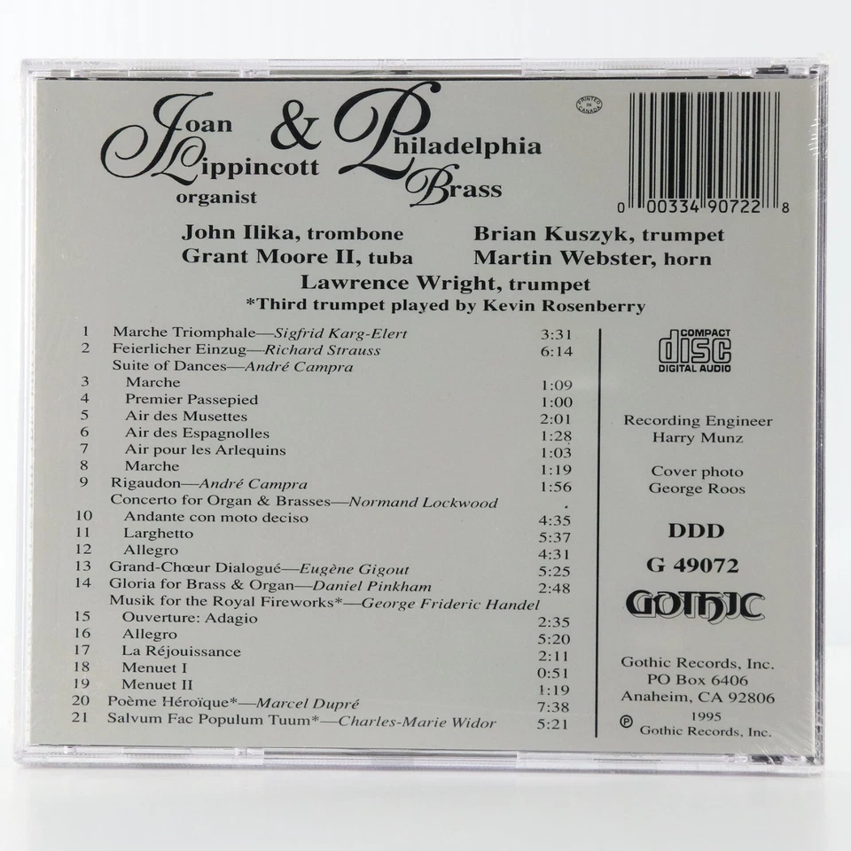 Joan Lippincott Organist & Philadelphia Brass (CD, 1995, Gothic) SEALED New - Image 2 of 3