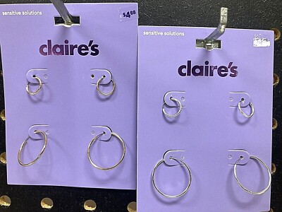 Claire’s Girls Pair of Small Hoop Earrings Choose Silver or Gold Color 