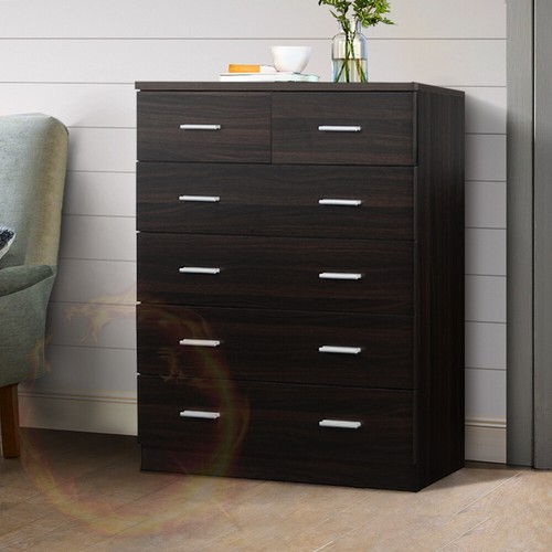 Artiss Tallboy 6 Drawers Storage Cabinet - Walnut - Picture 8 of 8