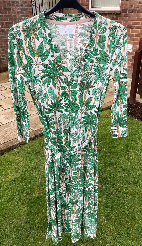 Boden jersey kaftan midi dress size 8 long ivory,palm forest. DOO76      B25A--- - Image 2 of 4