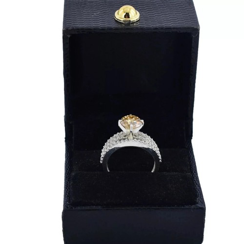 1.50 Ct Champagne Treated Diamond Ring With Accent Great Luster VVS1 Certified ! - Picture 5 of 6
