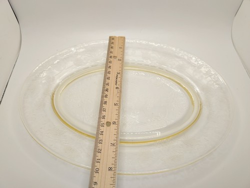 Vtg Hazel Atlas Glass Florentine No 2 Poppy Yellow Platter Oval Depression 11" - Picture 14 of 14