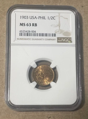 Philippines - 1903 Bronze 1/2 Centavo (NGC MS 63)!